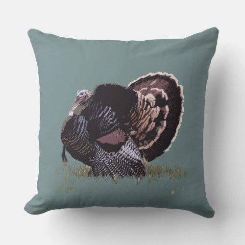 Wild Turkey Watercolor Print Throw Pillow