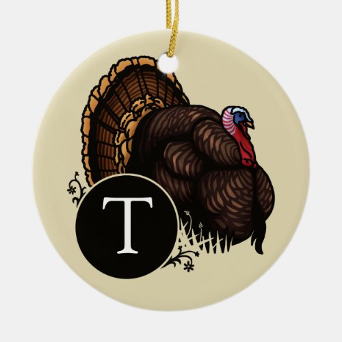 Wild Turkey with Monogram Ceramic Ornament