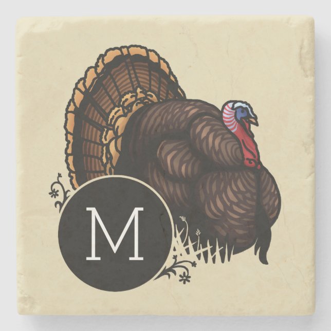 Wild Turkey with Monogram Stone Coaster (Front)