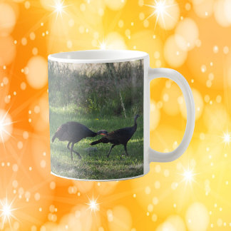 Wild Turkeys in the Grass Photo Coffee Mug