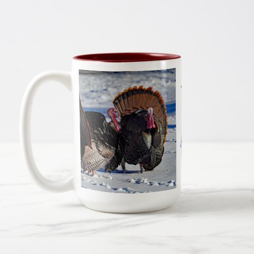 Wild turkeys Two_Tone coffee mug