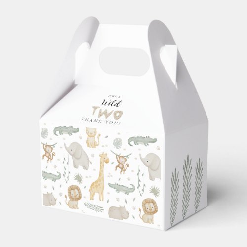 Wild Two Birthday Safari Jungle Animals Favor Boxes