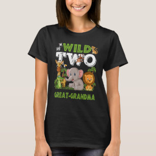Wild Two Great Grandma Zoo Birthday Safari Jungle T-Shirt