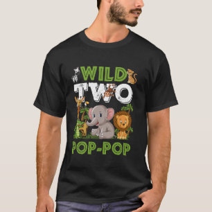 Wild Two Pop Pop Zoo Birthday Safari Jungle Animal T-Shirt