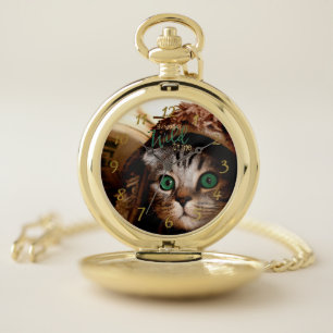 Wild Tyme Kitten Cat Pocket Watch