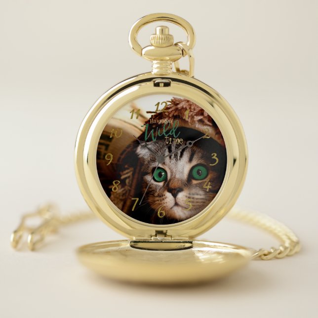 Wild Tyme Kitten Cat Pocket Watch (Inside)