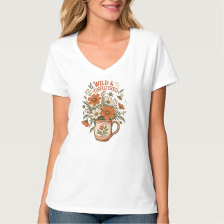 Wild Unfiltered Cottagecore T-Shirt Linocut Floral