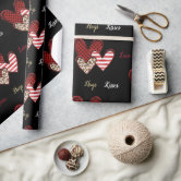 Kisses and Hugs with Red Hearts Pattern Wrapping Paper