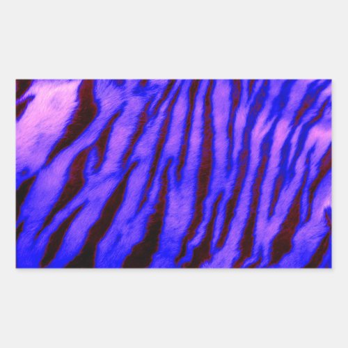 Wild  Vibrant Blue Tiger Stripes Rectangular Sticker