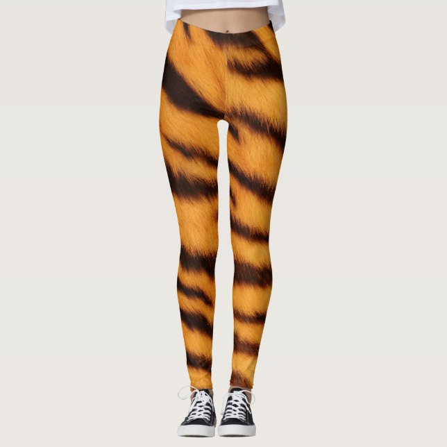 Wild & Vibrant Orange Tiger Stripes Leggings (Front)