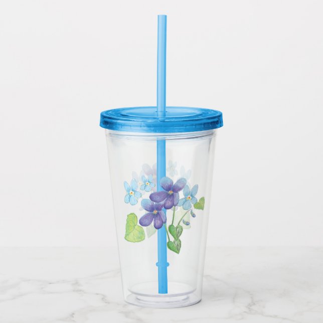 Wild Violet Flowers Illustration  Acrylic Tumbler (Front)