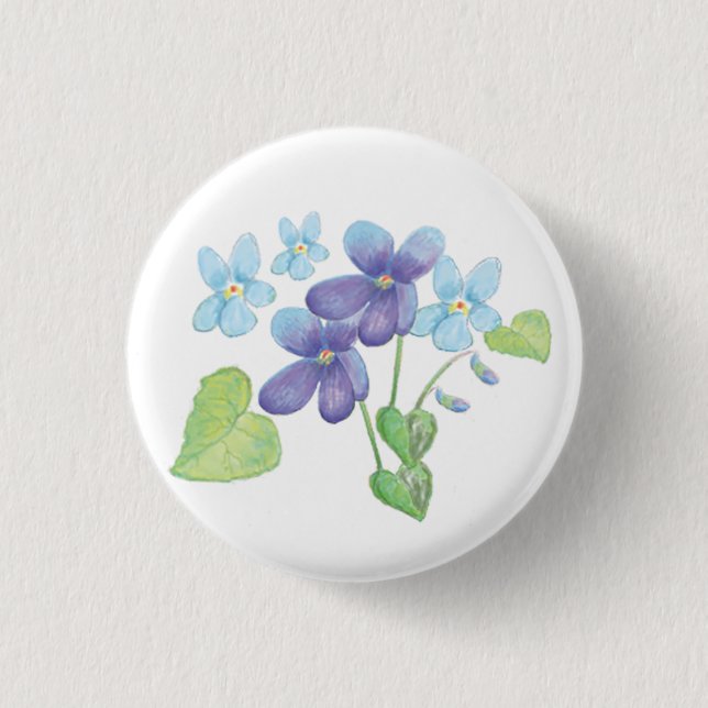 Wild Violet Flowers Illustration   Button (Front)