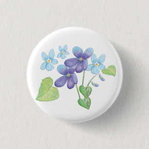 Wild Violet Flowers Illustration Button