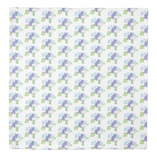 Wild Violet Flowers Illustration  Duvet Cover (Front)
