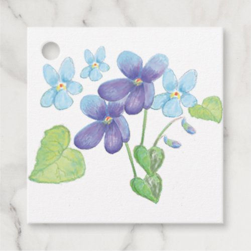 Wild Violet Flowers Illustration  Favor Tags