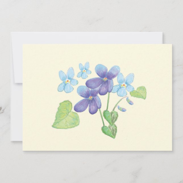 Wild Violet Flowers Illustration  Holiday Card (Front)