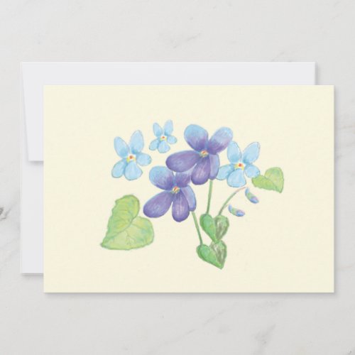 Wild Violet Flowers Illustration  Holiday Card