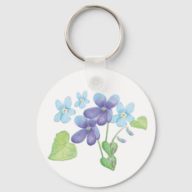 Wild Violet Flowers Illustration  Keychain (Front)