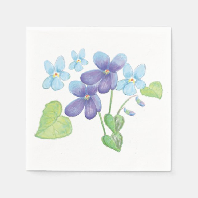 Wild Violet Flowers Illustration  Napkins (Front)