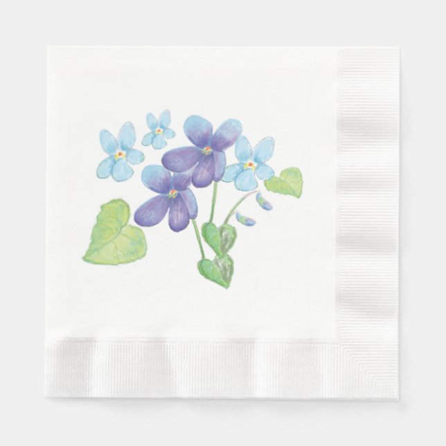 Wild Violet Flowers Illustration   Napkins (Front)
