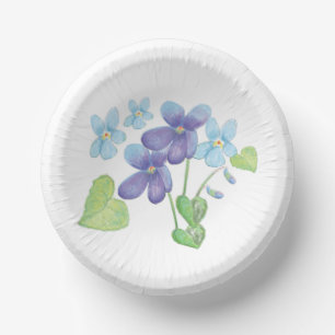 Wild Violet Flowers Illustration Paper Bowls