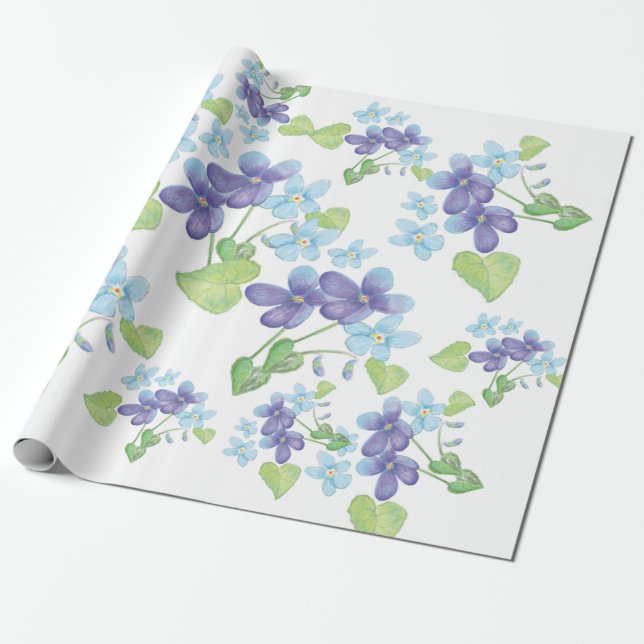 Wild Violet Flowers   Wrapping Paper (Unrolled)