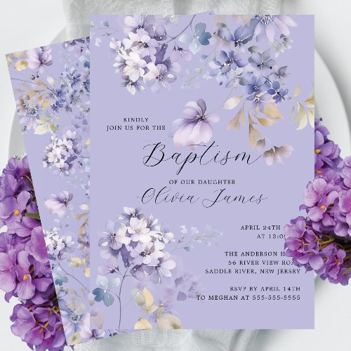 Wild Violets Baptism Invitation