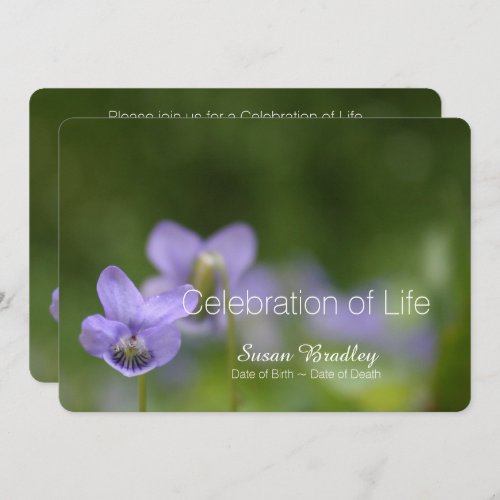 Wild Violets Celebration of Life Invitation