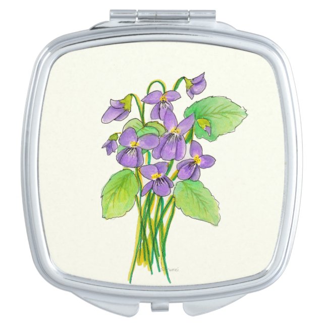 Wild Violets Compact Mirror (Front)