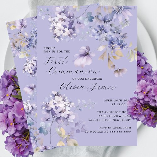 Wild Violets First Holy Communion Invitation