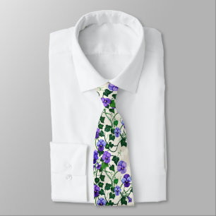 Wild Violets & Ivy Seamless Botanical Pattern Neck Tie