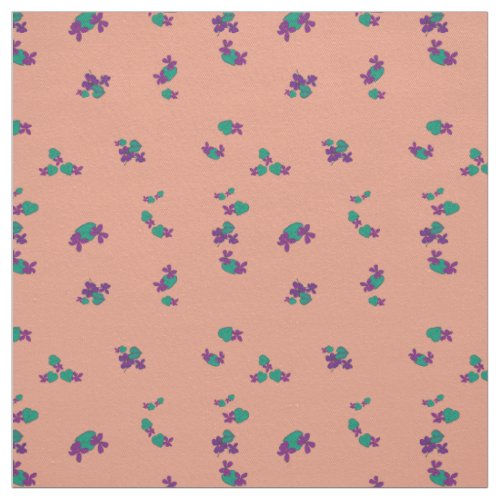 Wild Violets on a background of Peach Fabric