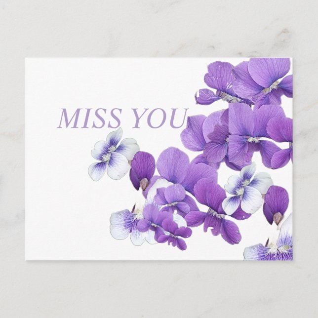 Wild Violets Post Card "Miss You" (Front)