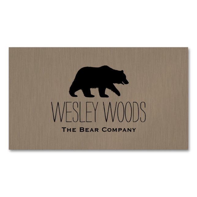Wild Walking Grizzly Bear Silhouette Simple Business Card Magnet (Front)
