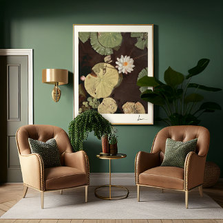 Wild Water Lily Floating Lily Pads Photo in Framed Poster