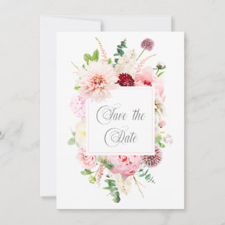Wild Watercolor Garden Pink Save The Date