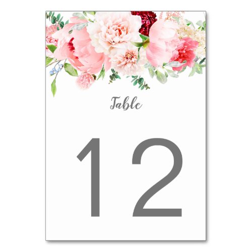 Wild Watercolor Garden  Table Number