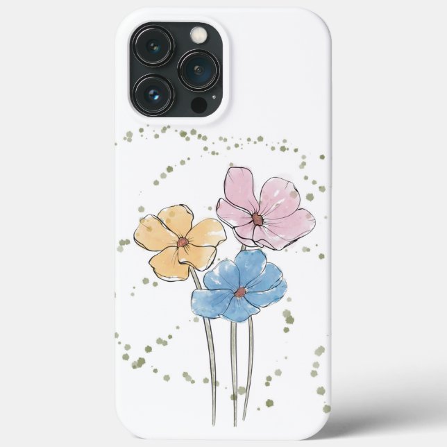 Wild Watercolour Flowers iPhone 13 Pro Max Case (Back)