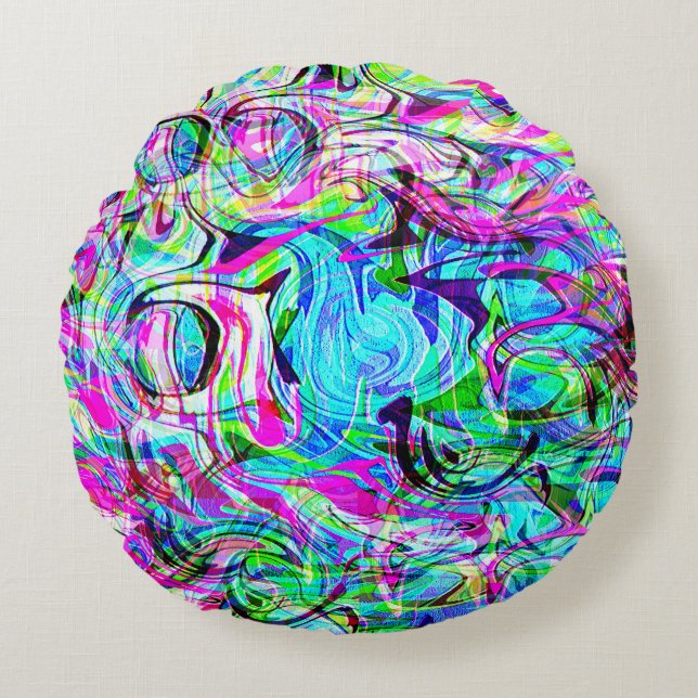 Wild waves...... round pillow (Front)