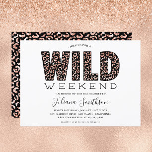 Wild Weekend Rose Gold Leopard Bachelorette Invita Invitation