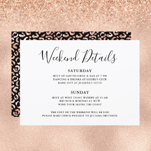 Wild Weekend Rose Gold Leopard Details Invitation