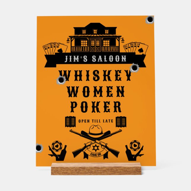 Wild West Americana Poker Acrylic Sign (Front)
