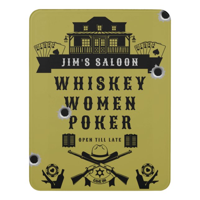 Wild West Americana Poker Door Sign (Contemporary Vert)