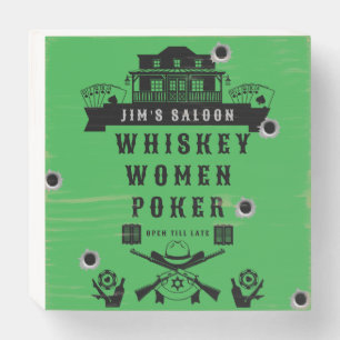 Wild West Americana Poker Wooden Box Sign