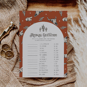 Wild West Animal Gestation Game