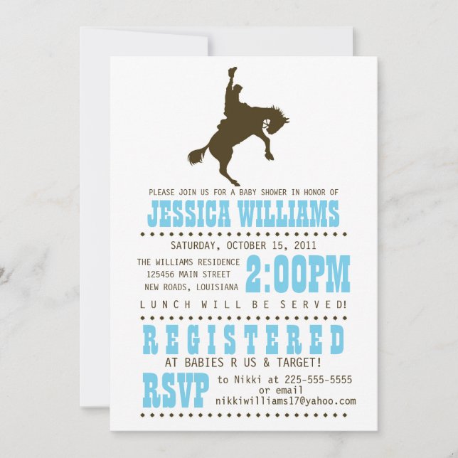Wild West Baby Shower Invitation (Front)