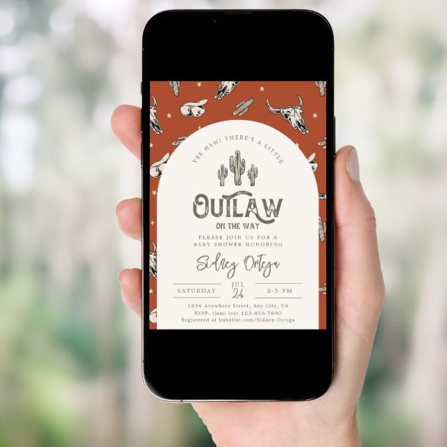 Wild West Baby Shower Invitations | Cowboy Baby (Front Digital)