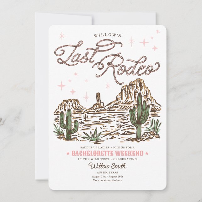 Wild West Bachelorette Last Rodeo Itinerary Invitation (Front)