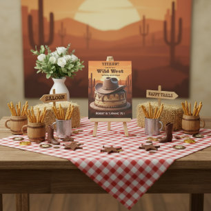 Wild West Birthday Cowboy Hat Cake Invitation