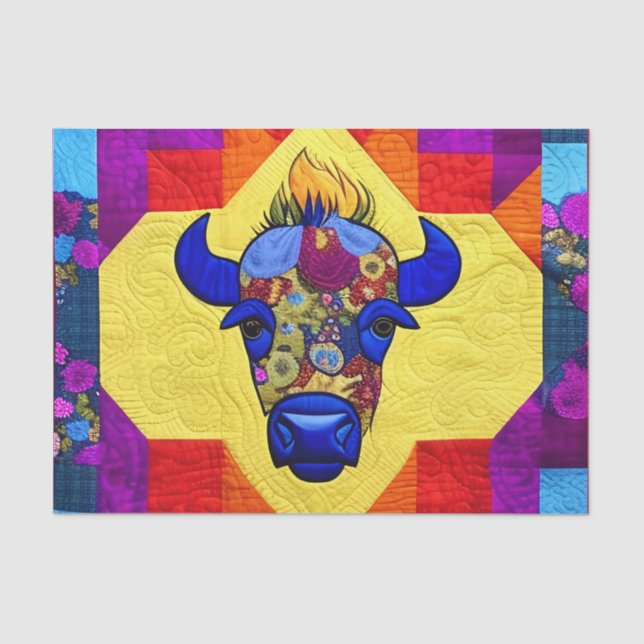 Wild West Bison Quilt Like Design Tissue Paper (Front)